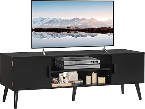 Iwell Soporte de TV para TV de 55, 65, 70 pulgadas, consola de TV con almacenamiento y estantes ajustables, centro de entretenimiento, soporte de TV disponible en Yaxa Peru