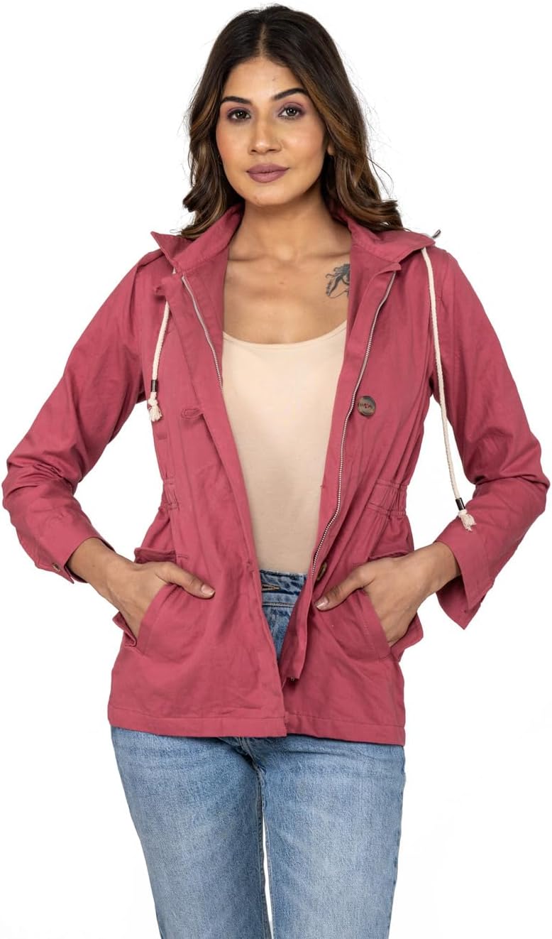 AMADORE Women Solid Casual Jacket (IN, Alpha, 2XL, Regular, 1, PINK)
