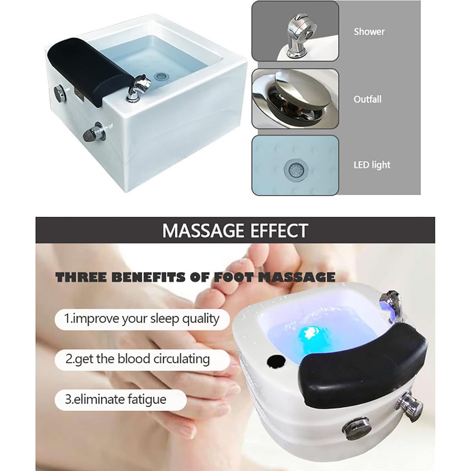 Pediluvio Profondo Spa con Massaggio, Foot Spa, Vaschetta Piedi Idromassaggio Massaggiatore Plantare, Vasca per Pedicure con Massaggio dei Punti di Agopuntura