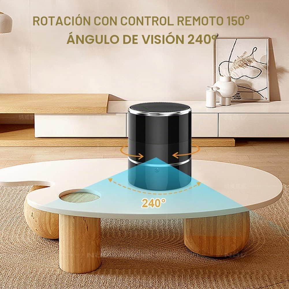 Dragonranee Cámara WiFi oculta espía con altavoz Bluetooth con ángulo de visión de 240°, cámara inalámbrica 4K, control de aplicación en vivo, detección remota de movimiento, cámara pequeña para