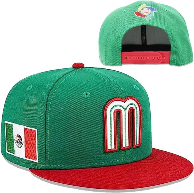 1 Mexican National Flag Baseball Cap, Mother and Child M Embroidered Logo hat(Green)