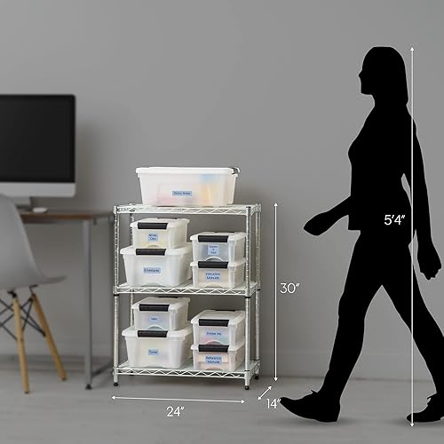 Miniatura 3 de IRIS USA WSU-3T-LD - Estantes de alambre, 3 niveles básicos, color plateado