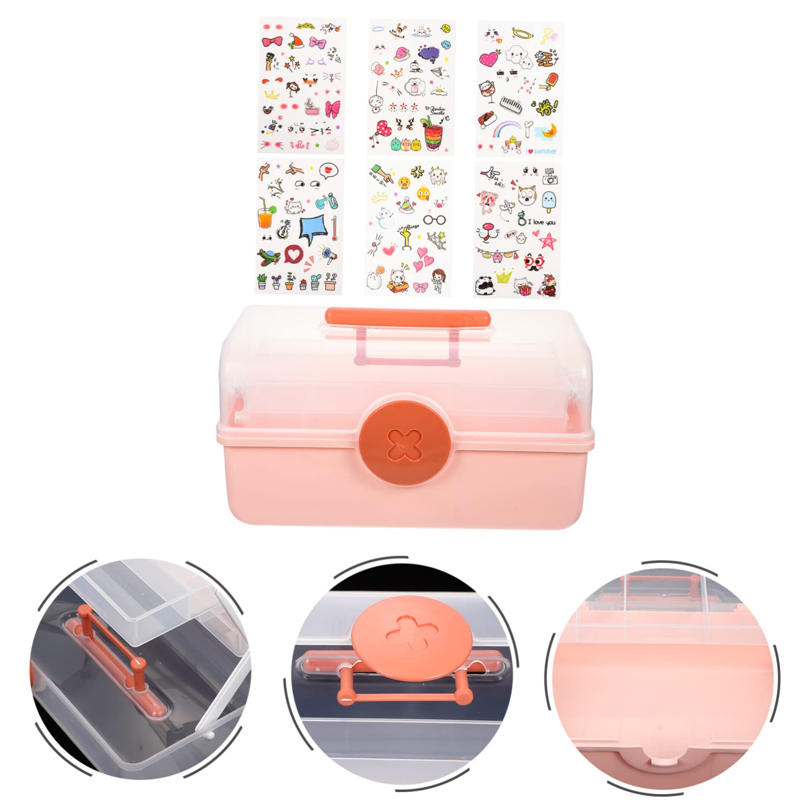 Multifunktionaler Haarschmuck Organizer aus Kunststoff Mehrlagiger Aufbewahrungsbehälter Rosa mit Fächern für Mädchen Haargummi und Haarspangen Schmuckbox für Kinderzimmer