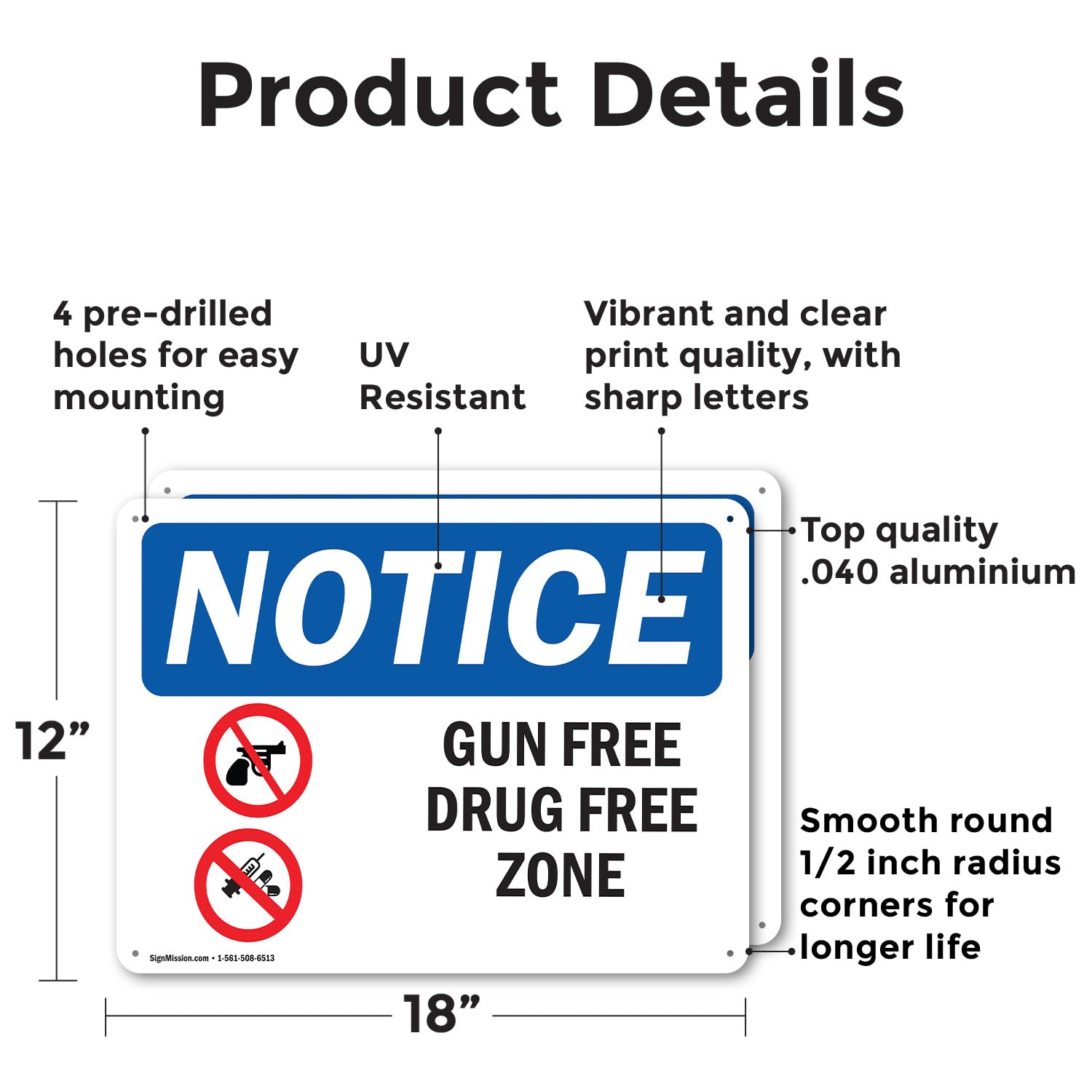 OSHA Notice Sign - Notice Gun Free Zone