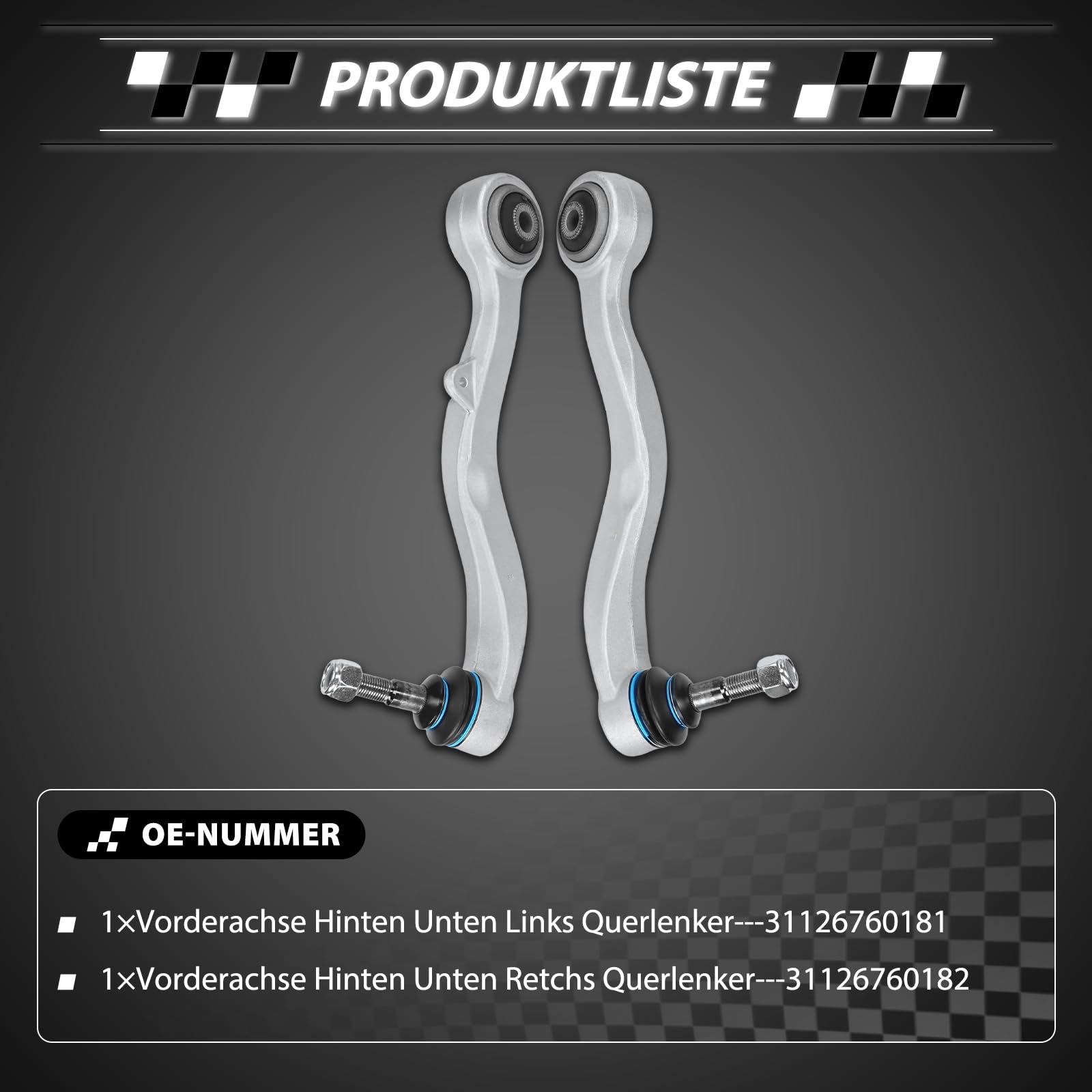 Querlenker Vorne Vorderachse Hinten Unten Kompatibel mit BMW 5er E60 5er Touring E61 520i 523i 525i 530i 535i 540i 545i 550i 520d 525d 530d 535d M5 2001-2010 Replace# 31126760181