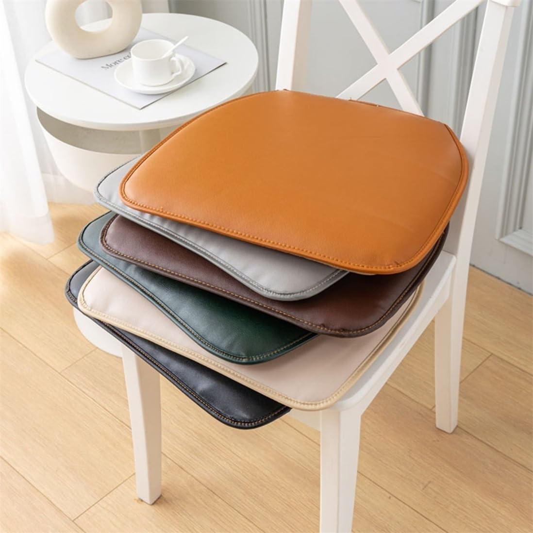 Galette De Chaise Imperméables,Lot De 2/4 Coussins De Chaise De Salle À Manger en Cuir,Coussin De Siège en Forme De U avec Dossier en Caoutchouc Antidérapant
