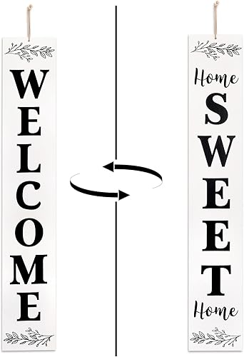 Letrero de bienvenida vertical de 4.75 pies para puerta delantera, letrero de bienvenida a casa, letrero de verano para porche para decoración de