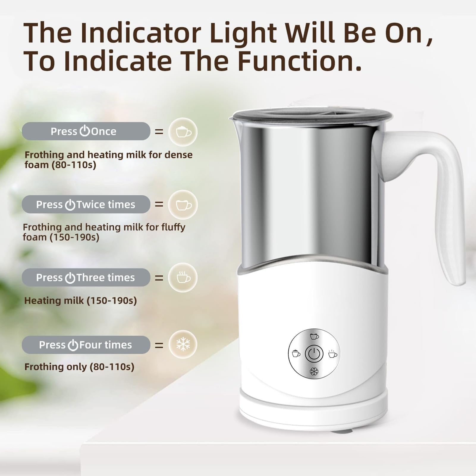 Espumador de Leche 4-en-1, Espumador de Leche Caliente/Fría 500W