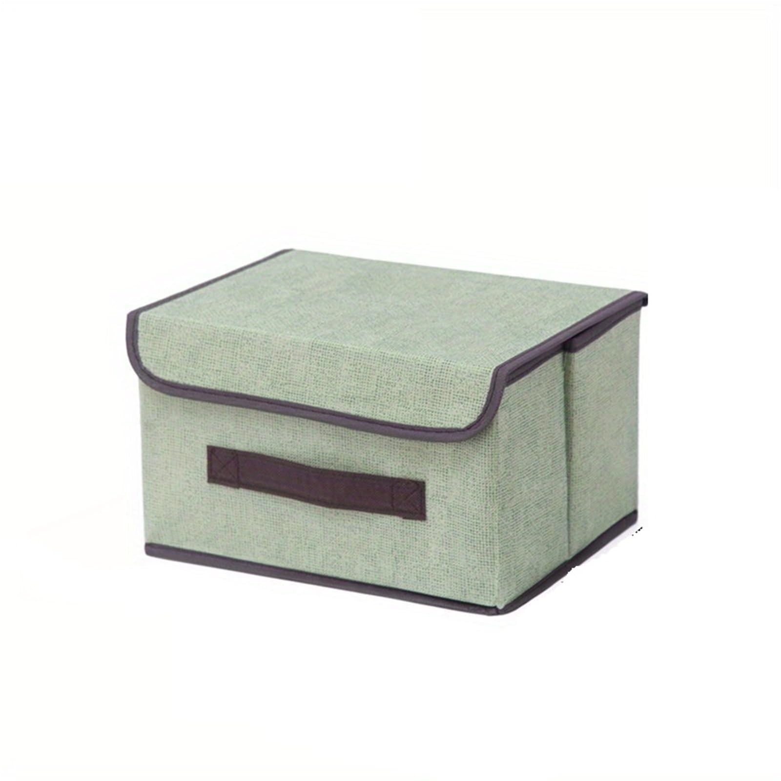 EWUHYFP Storage Boxes 1pc Imitation Linen Fabric Storage Box Foldable Portable Dustproof Bin With Lid Clothes Sundries Organizer(Green-S)