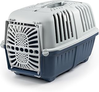 lionto Dog Transport Box Made of Robust Recycled Plastic, 55 x 36 x 36 cm, Transport Box with Practical Locking System and Carry Handle, Also Suitable for Cats and Small Animals, for Pets up to 15 kg, product image