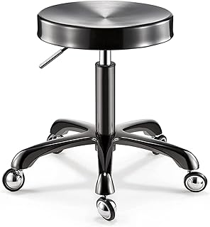 Swivel Stool on Wheels Round Rolling Stool with Foot Rest Swivel Height Adjustment Spa Drafting Salon Tattoo Work Office Massage Stools Task Chair/Black