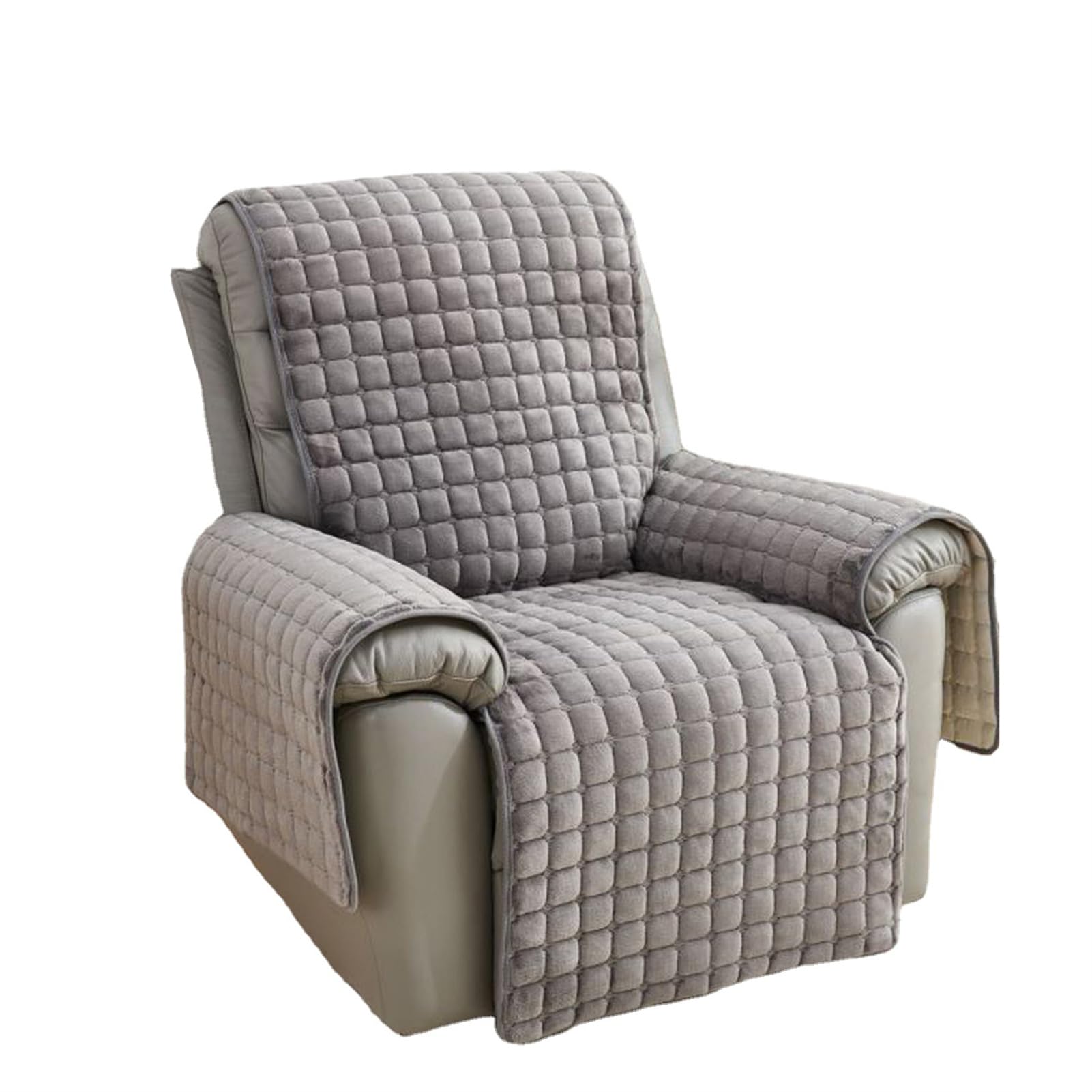 Funda para reposabrazos de sofá, funda de sofá reclinable de felpa, funda de reposacabezas para brazo de silla reclinable, funda de sofá antideslizante, funda acolchada para muebles, lavable (gris, 2