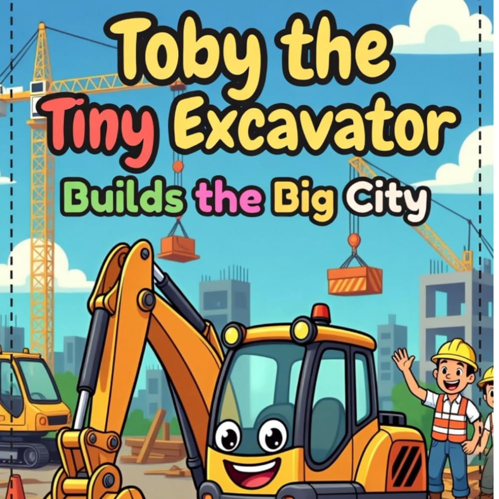 Toby the Tiny Excavator Coloring Book: Cute Construction Vehicle Coloring for Kids Ages 3–8 (Trucks, Cranes, Diggers & City Building