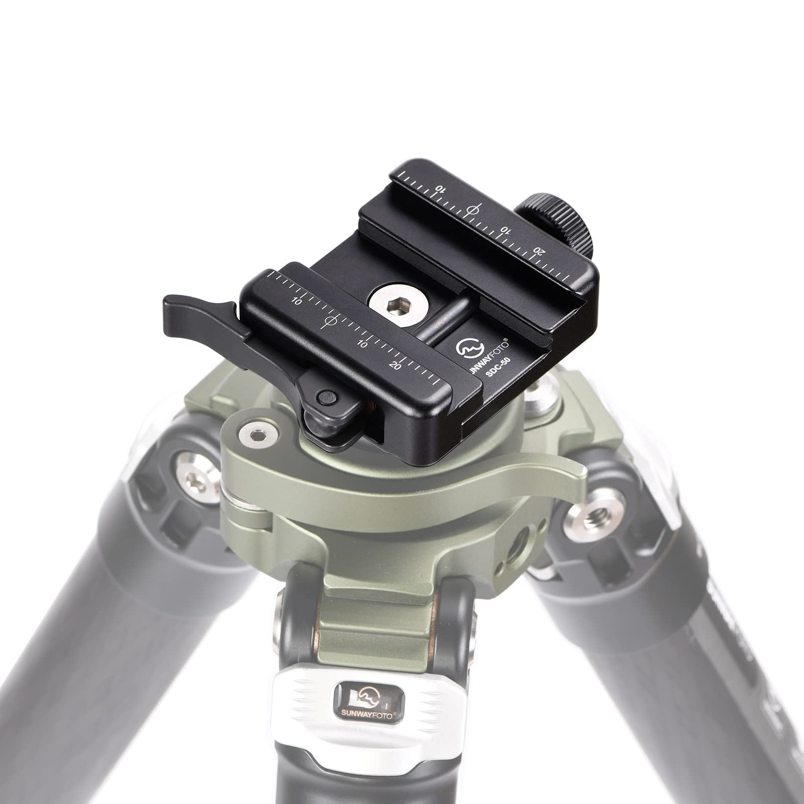 SUNWAYFOTO SDC-50 Arca Swiss Schnellspannklemme für Gewehr mit Picatinny-Adapter, 50 mm