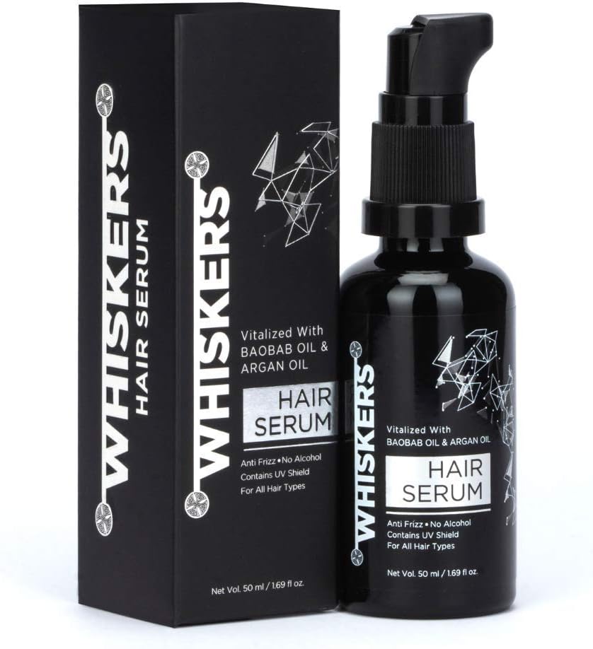 - Whiskers Hair Serum Vitalised with Baobab Oil,Argan Oil & Vitamin E|Anti-Frizz|Protection & Shine with UV Shield|Promotes Hair Growth & Hair Smoothening|50ml
