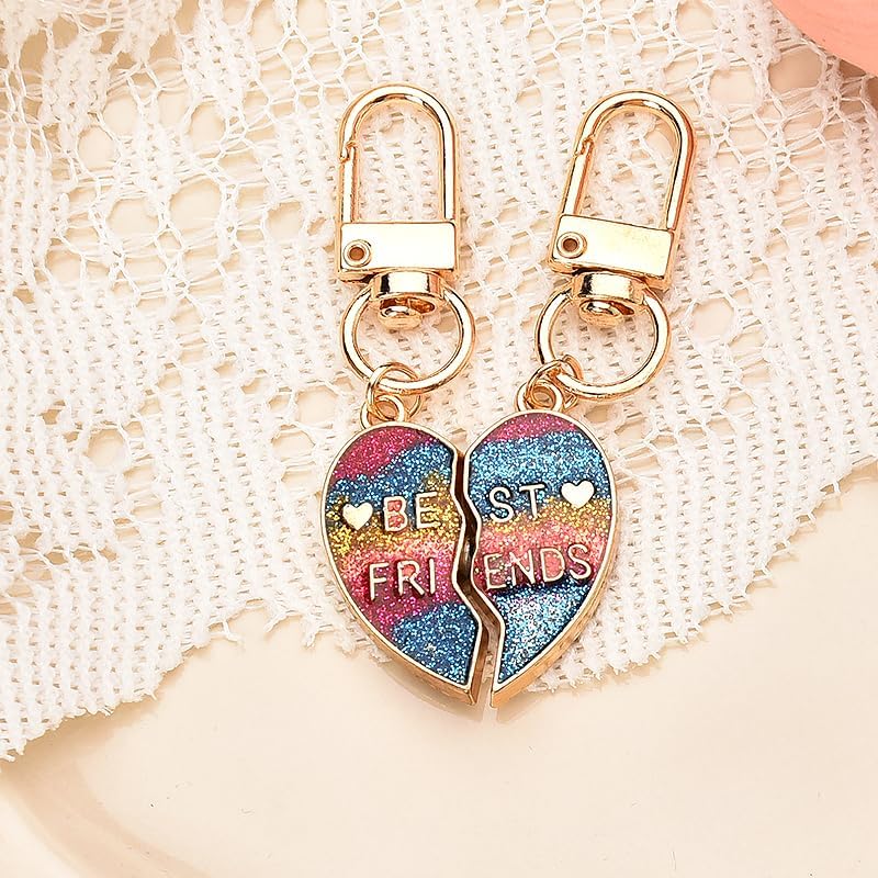 Best Friends Birthday Christmas Gifts for Women Bestie Matching Heart Keychains Set for 2 Best Friend Forever Gift for Women Sister Friendship Gift for Teen Girls Colorful Broken Heart Keyrings for 2 - Image 4