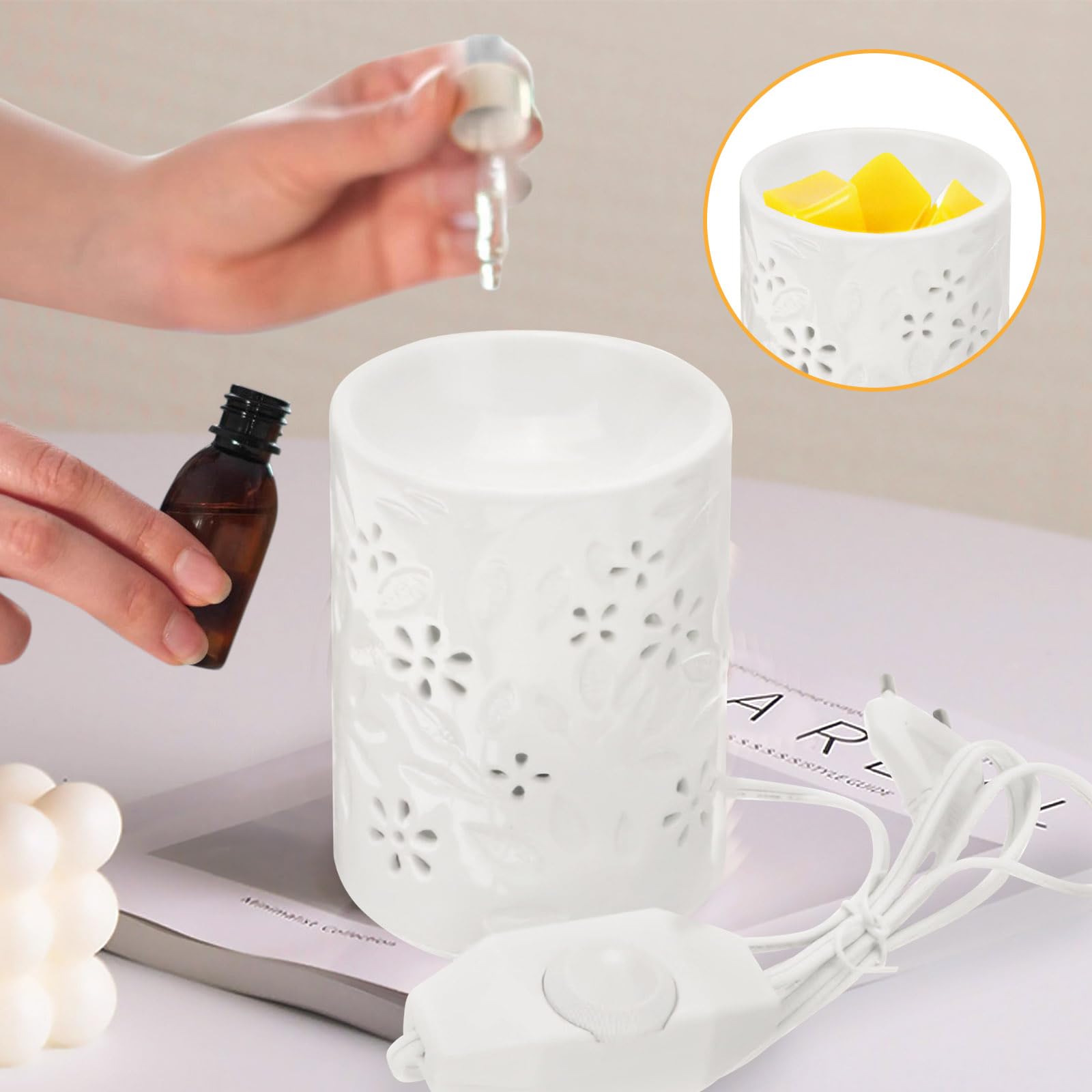 Levandeo Elektrische geurlamp tafellamp aromalamp geurolie licht porselein ornamenten lamp verlichting