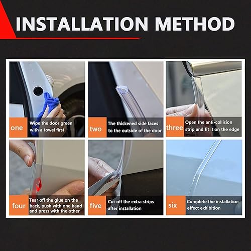 Miniatura 5 de Protector de borde de puerta de automóvil, moldura de 16.4 pies en forma de U, sello de goma transparente para todos los coches