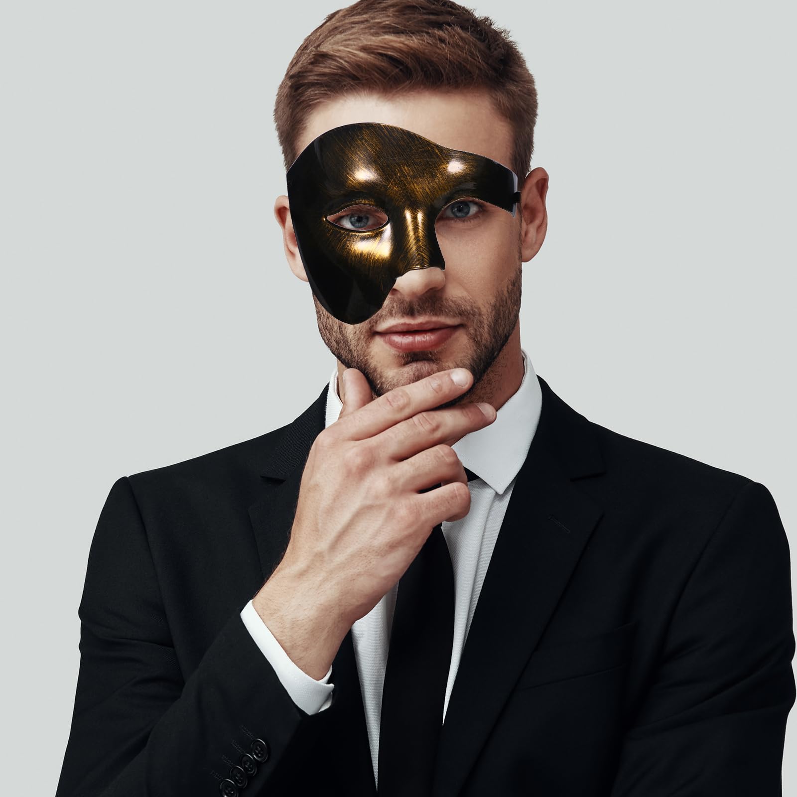 JewelryWe Masque Carnaval Venitien Plastique: Masque Vénitien Homme Demi-masque Fantôme de l’Opéra pour Déguisement Bal de Maquillage Mascarade - Cadeau Homme
