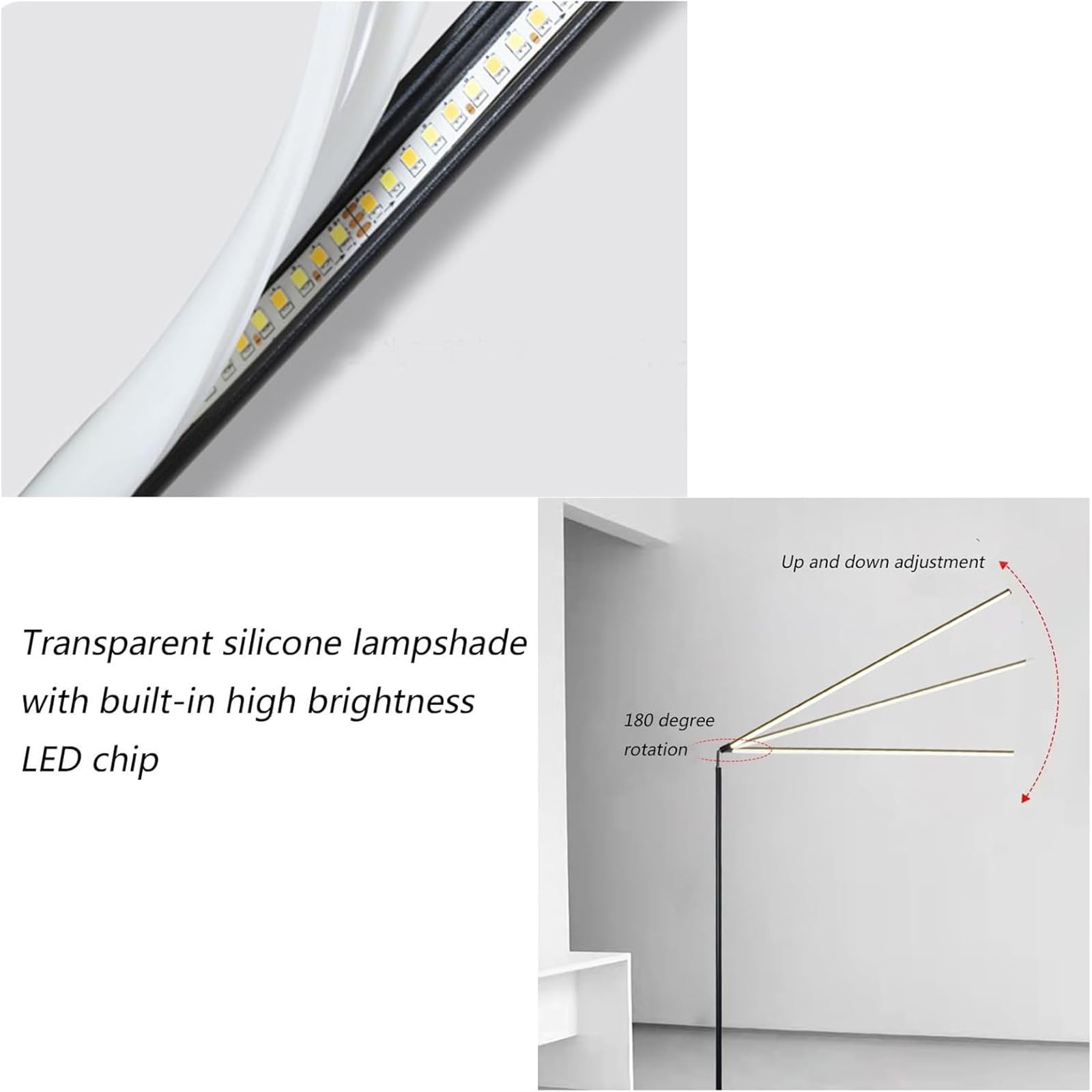 LED Schreibtischlampe Modern Vertikal mit Fernbedienung Tischlampe Verstellbare Farbe & Helligkeit Dimmbar Bodenlampe Drehbar Metall mit Stecker Kabel Schalter Stehlampe für Arbeitszimmer (Weiß)