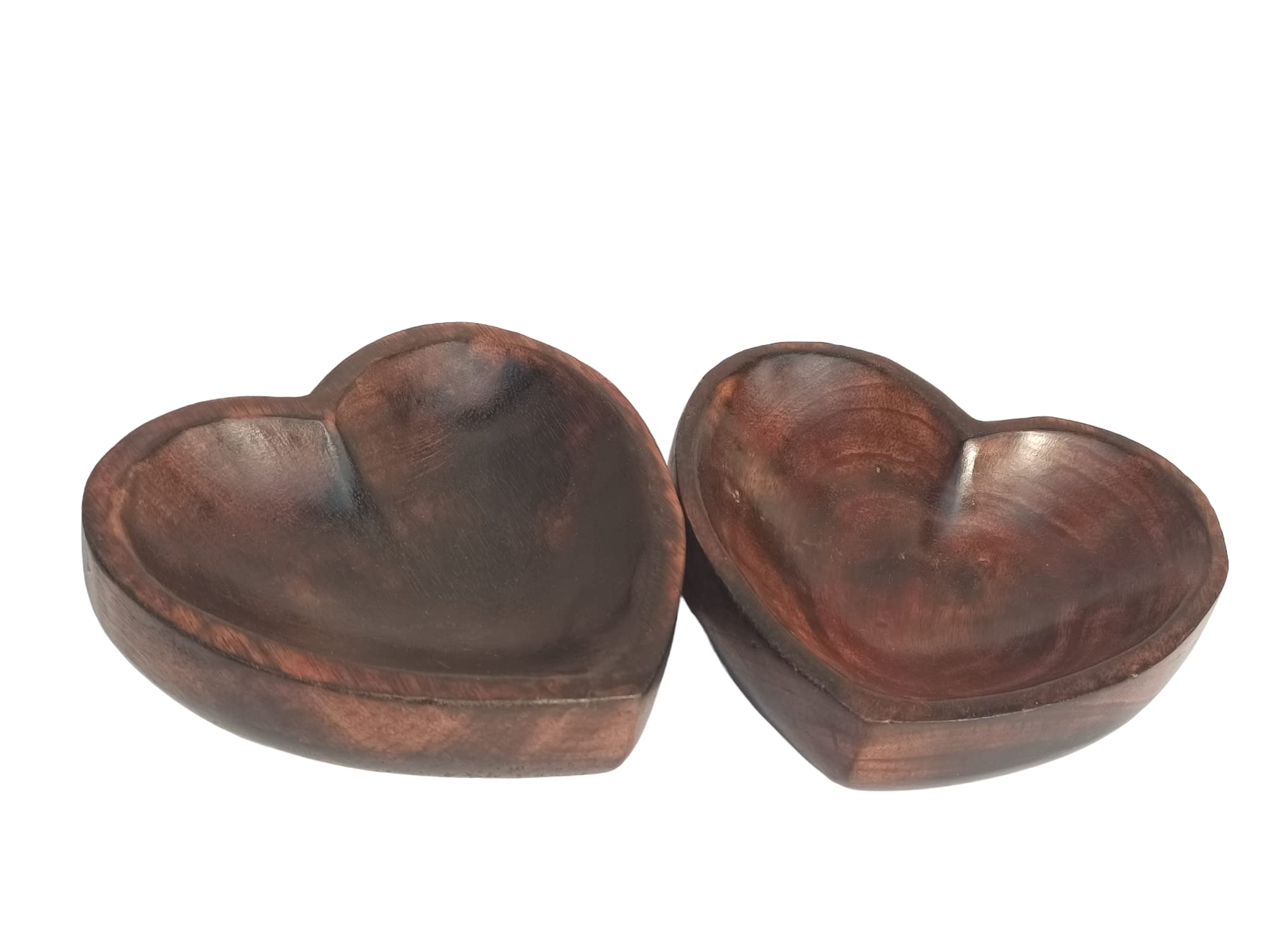 S.B.ARTS Heart Shaped Mango Wooden Salad Bowl Set, Fruit Bowl Set, Candy Cookies Bowl Set, Decorative Bowl Set, Home Décor, (5.5"x5.5"x2") Set of 2