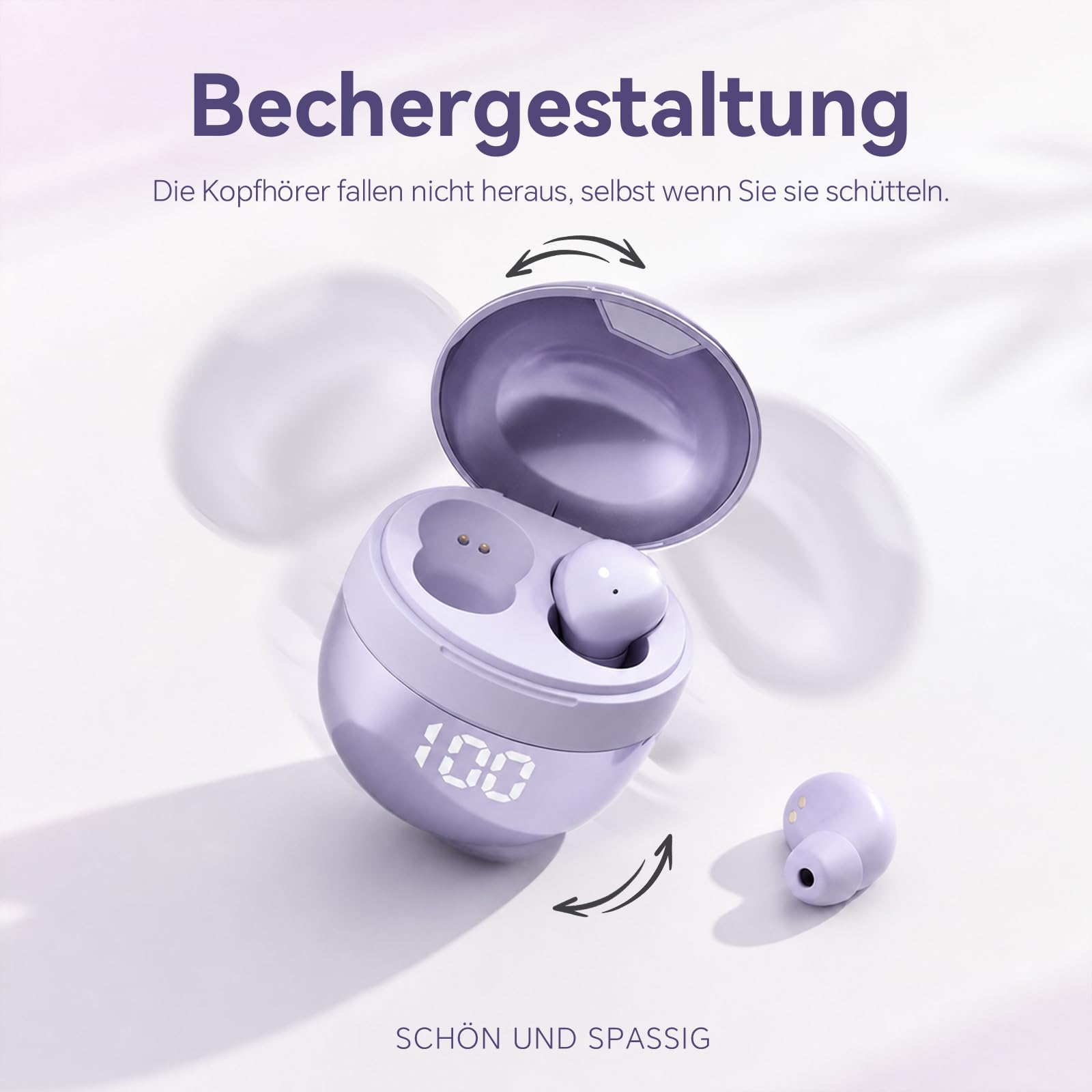 Xmenha Mini écouteurs invisibles Bluetooth sans fil intra-auriculaires Violet