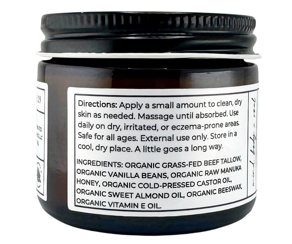 Faith and Grace Organics Beef Tallow Balm for Skin, Organic Tallow Cream with Vanilla and Manuka Honey, All-purpose Moisturizer for Face and Body- 2 oz - Image 5