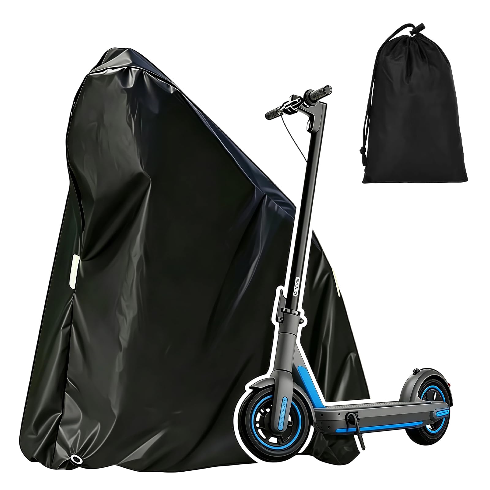 Esoes Electric Scooter Cover Heavy Duty 210D Waterproof Scooter Rain Cover with Reflective Strips Windproof Design with Storage Bag for Commuter Scooters 130*115cm