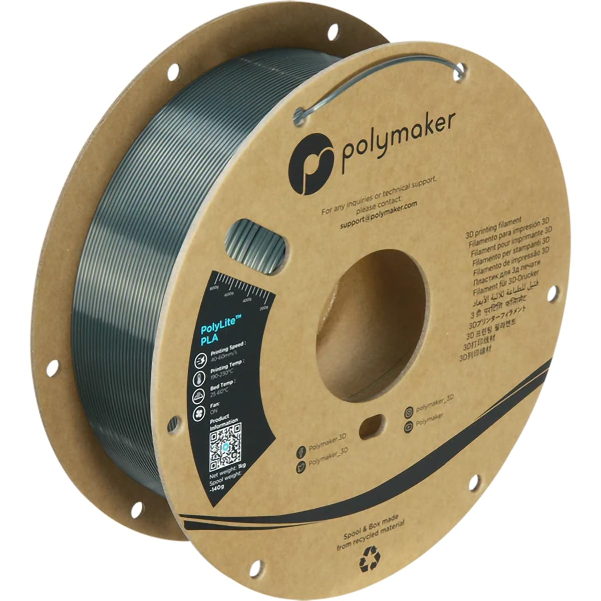 Polymaker Silk PLA Filament 1.75mm 1kg, Silk Gunmetal Grey 3D Printer PLA Filament - PolyLite 1.75mm Shiny Silk 3D Printing PLA Filament-picture-23