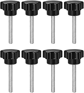 Tool parts 8 Pcs Star Knobs Grips M6 x 35mm Male Thread Steel Zinc Stud Black PP