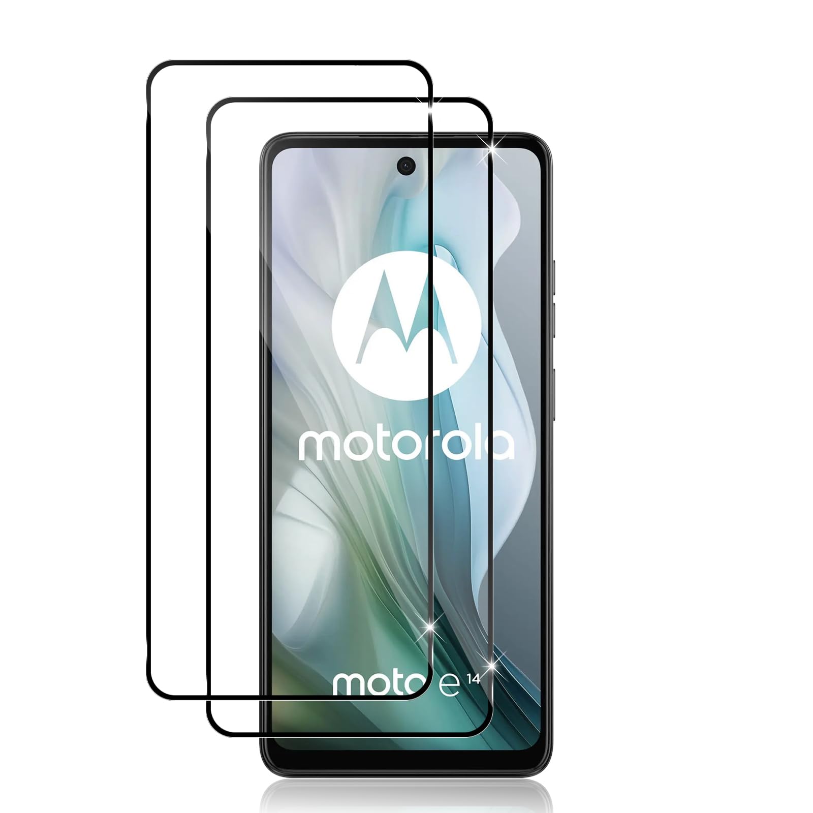 Datree Schutzfolie für Motorola Moto E14/Moto G04/Moto G04S für Panzerglas 2 Stück, 9H Härte Schutzglas, Anti-Kratz, Anti-Bläschen Displayschutzfolien, HD Klar Schutzfolie-Schwarz