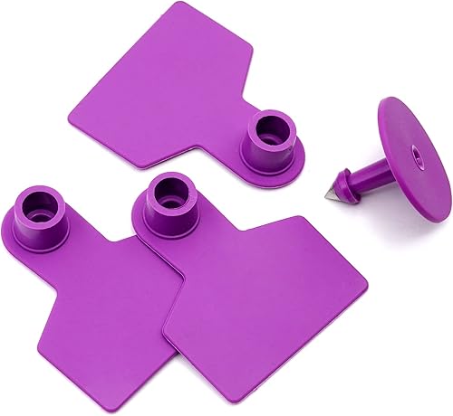 Etiquetas de oído en blanco, 100 unidades, etiquetas de identificación de ganado, en blanco, para ganado, vaca, cerdo, cabra, oveja, perro (morado)