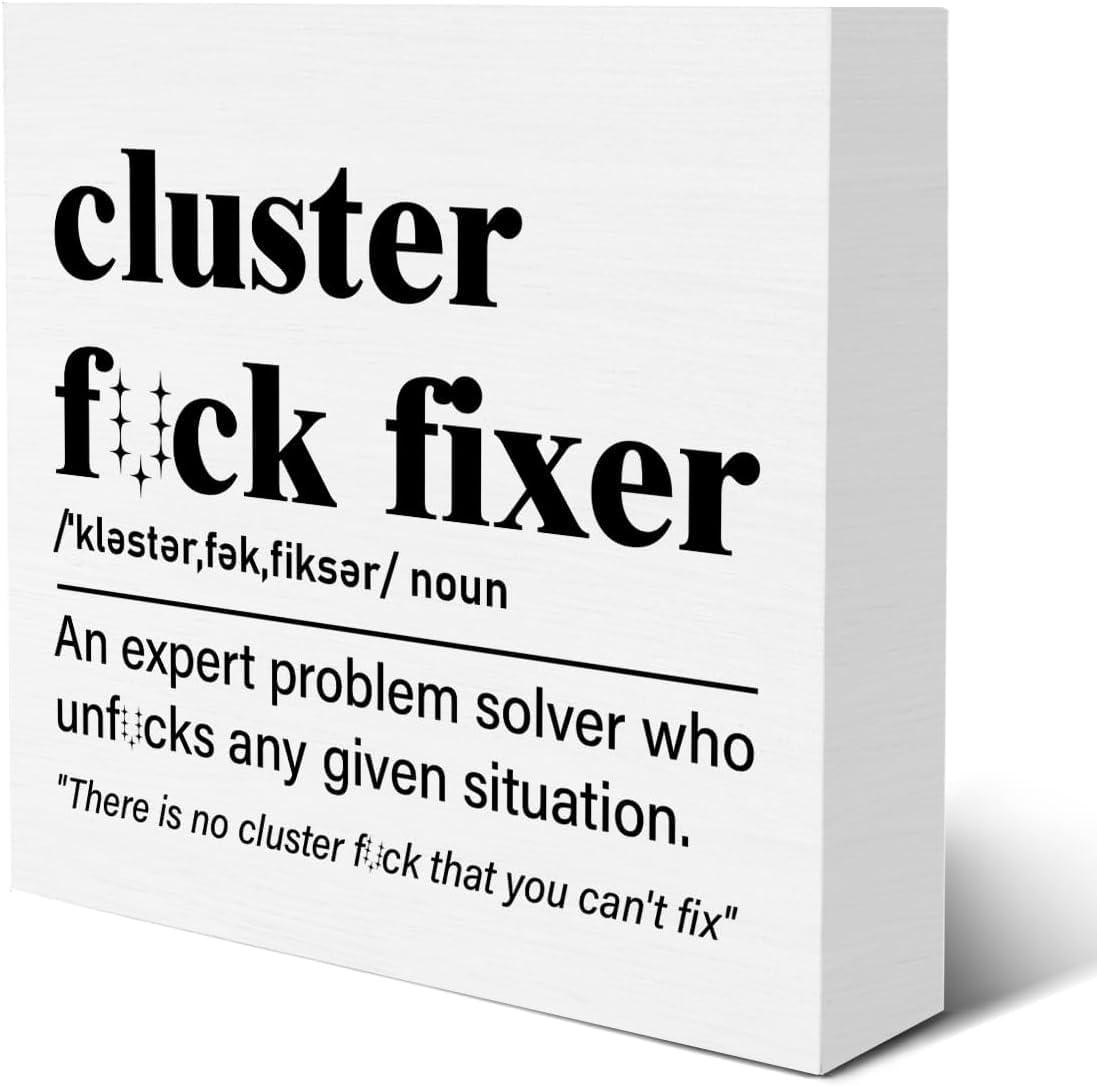 5x5 Inch Wooden Box Sign Desk Decor with Humorous Definition Quote