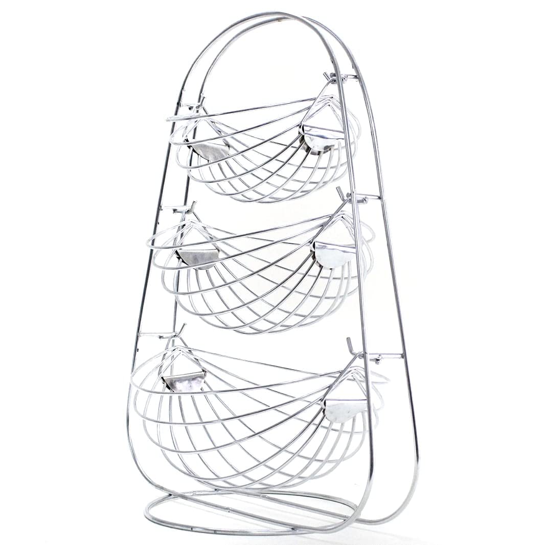 Stainless Steel Fruit & Vegetable Basket | Multi-Layer Tiered Kitchen Organizer | Double & Triple Step Storage Rack for Dining Table, Fruits, Veggies & Snacks | Space-Saving Countertop Holder
