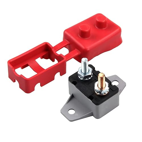 Disyuntor de reinicio automático de 12 V tipo perno de 50 A con cubierta para barcos marinos, cargadores de batería, camiones, autobuses, coches