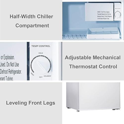 Miniatura 4 de Galanz Mini refrigerador blanco de una sola puerta de 1.7 pies cúbicos perfecto para dormitorio - GL17WE
