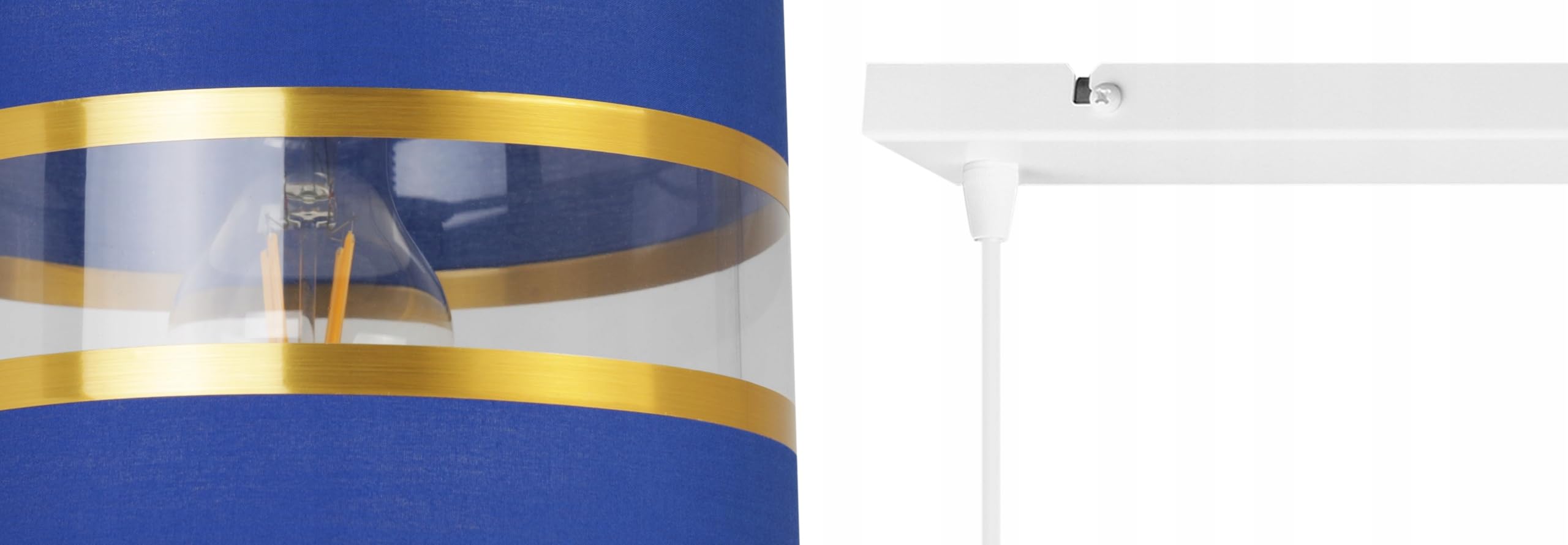 Plafonnier élégant Light-Home - Lustre de plafond moderne pour chambre à coucher, salon et cuisine, style glamour - E27 avec 2 points de lumière - tissu abat-jour 20 cm - blanc et bleu marine