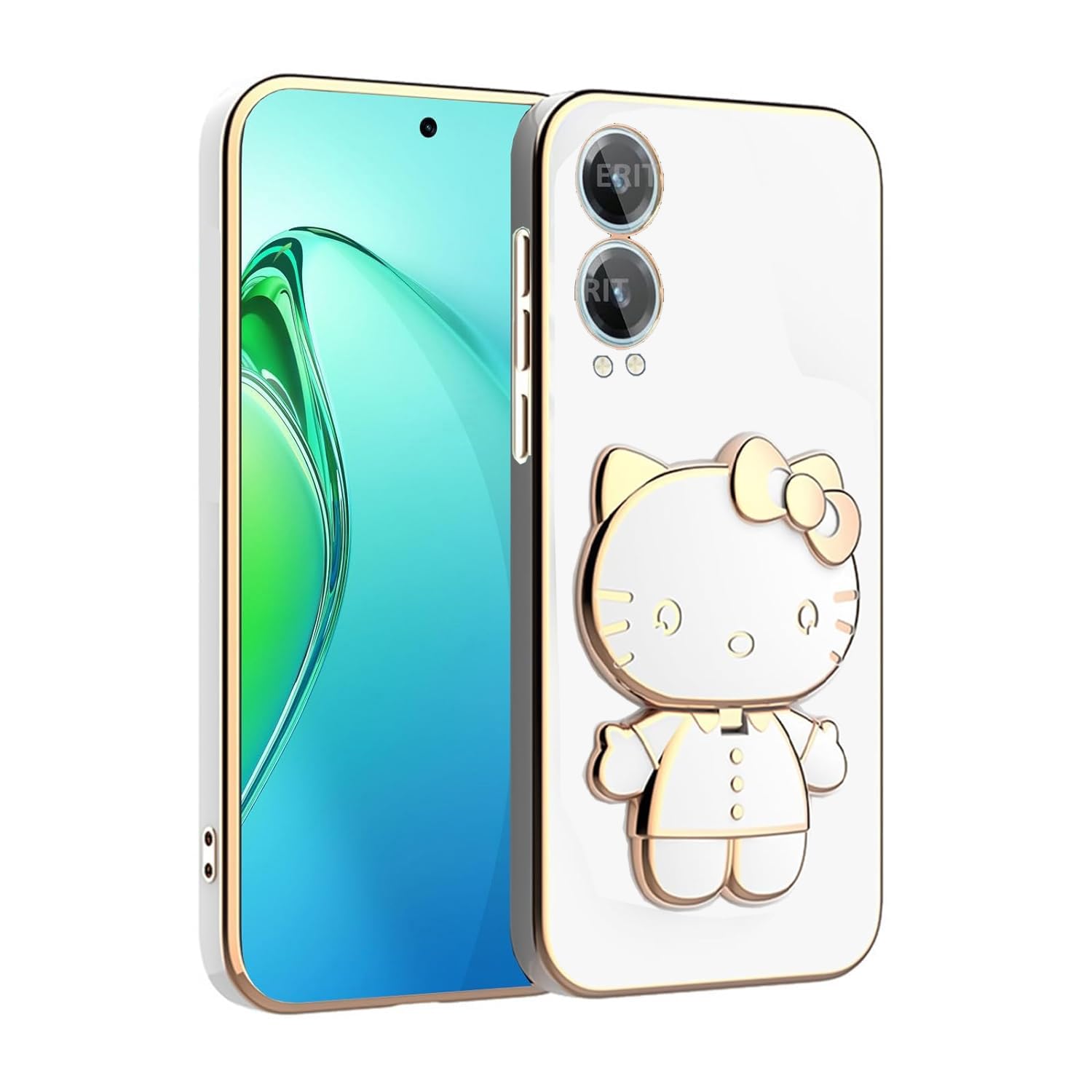 ERIT ® 3D Back Cases and Covers Compatible for Oneplus Nord Ce 4 Lite 5G Kitty with Stand and Mirror | Camera Protection | Anti-Slip | Folding Stand - White (B0D9SW9QQV) Amazon Price History, Amazon Price Tracker