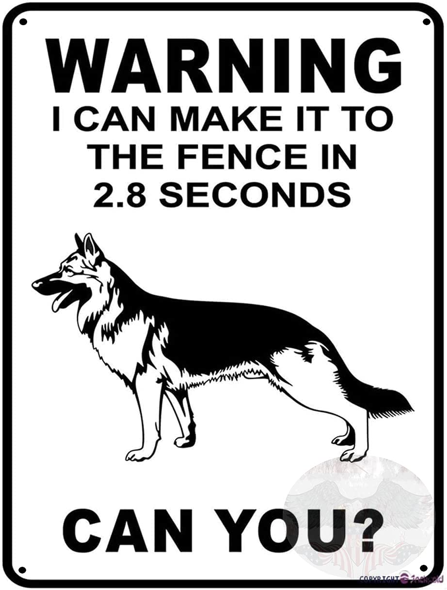 German Shepherd Warning Sign, Security Alert Plaque for Home Yard, Aluminum Metal Tin 12 x 8 Inch