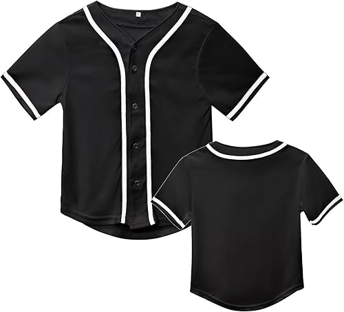 Miniatura 3 de Camiseta de béisbol para niños, camisa con botones, manga corta, hip hop, uniformes deportivos personalizados para niñas