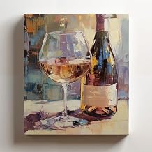 (12 x 16 x 1.25 IN) Gallery Wrapped Canvas Wall Art Print of Impressionist painting of Wine with soft light reflections - 100% Cotton, Ready to Hang, High-Definition Giclée Printing - 925UNCAh340121WH