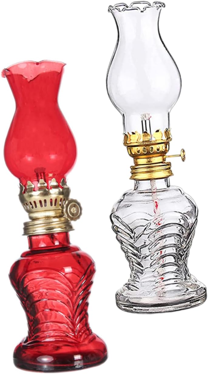 2pcs Vintage Kerosene Oil Lanterns Emergency Lighting Indoor Outdoor Use Sturdy Glass Material Retro Style Easy to Install
