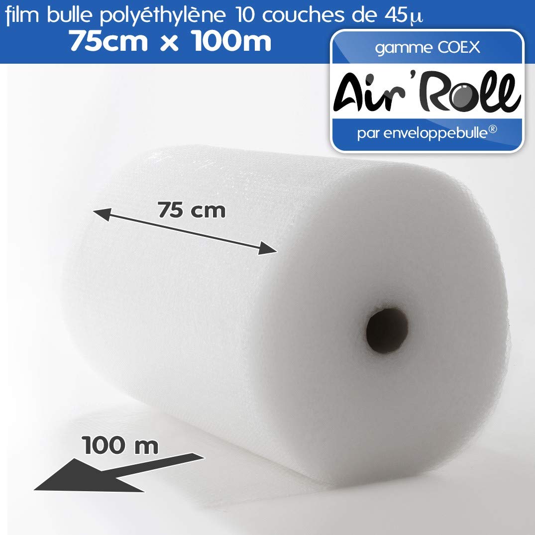 enveloppebulle 1 Rouleau de film bulle d'air largeur 75cm x longueur 100m - gamme Air'Roll COEX