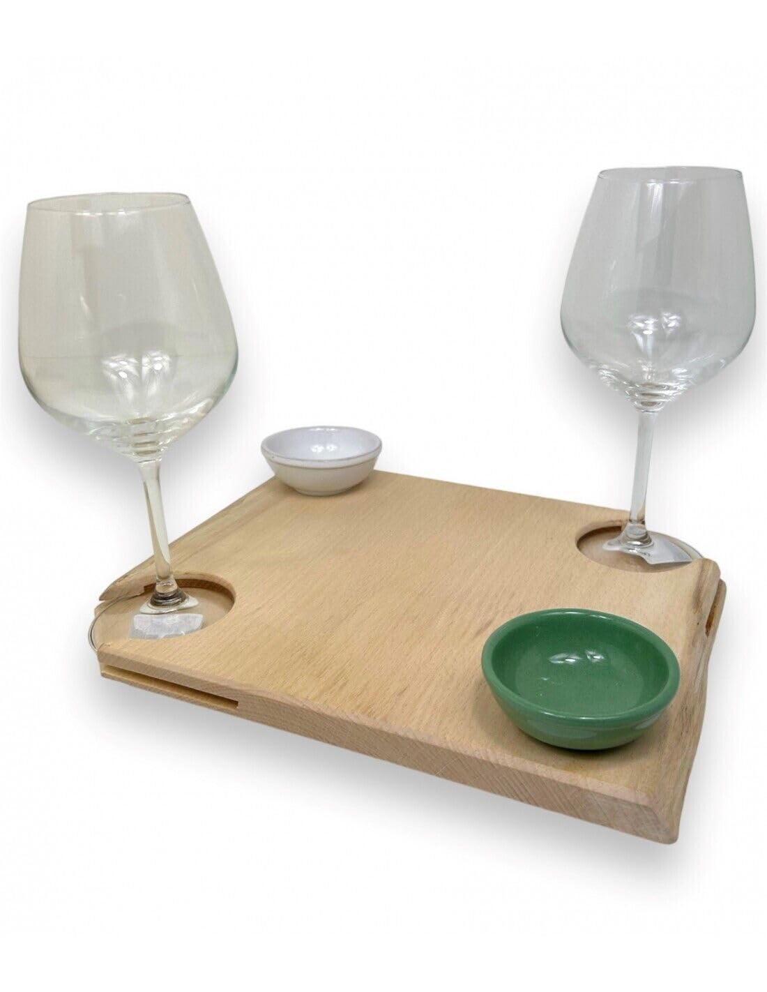 Set Vassoio in legno per aperitivo con 2 coppette e 2 calici | fatto a mano | ristorante casa bar | made in italy