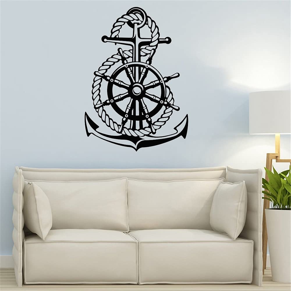 GADGETS WRAP Wall Decal Vinyl Sticker Wall Decoration - Ocean Sea Style Steering Wheel Ship Anchor Sailor Vinyl-image-20