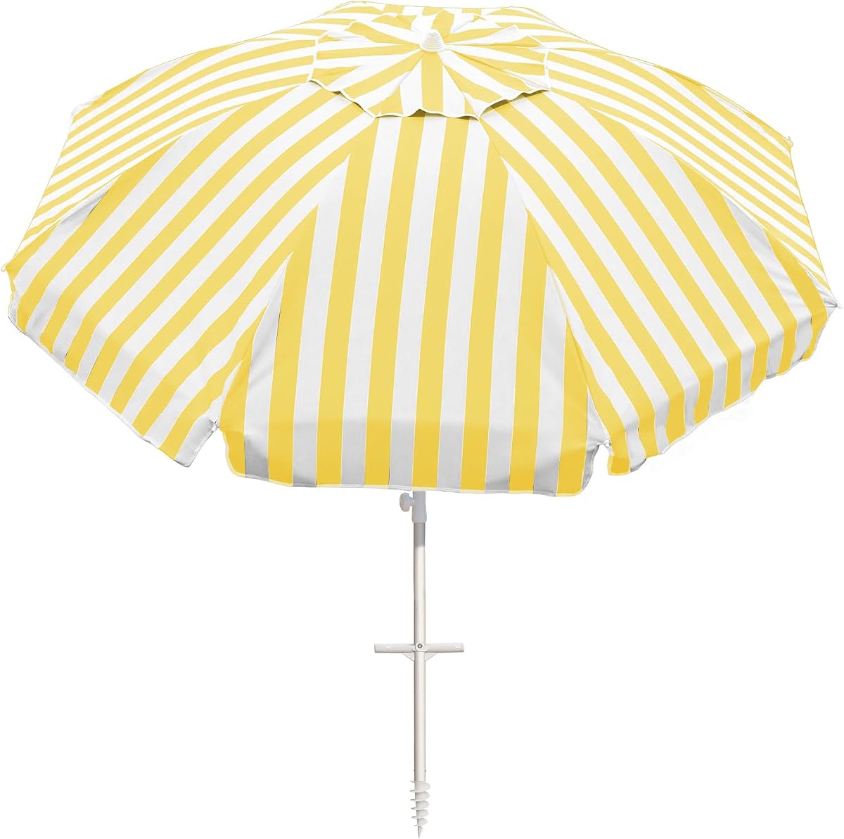 8 Feet Large Beach Umbrella with Sand Anchor Heavy Duty High Wind Portable Outdoor Umbrellas w/Carry Bag,Removable Hook,UV 50+ Protection Air Vent Tilt for Patio Garden Pool
