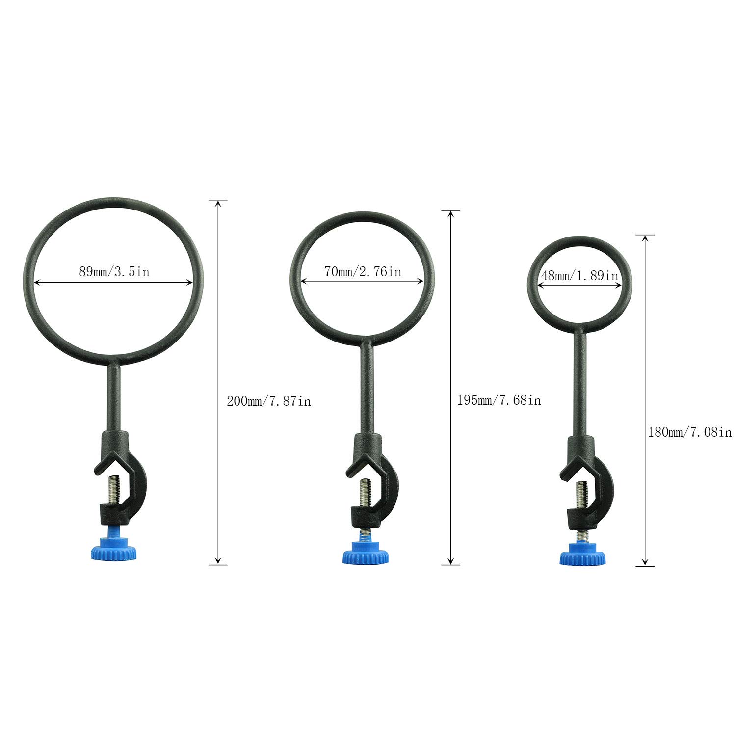 Ensemble d'anneaux de support de laboratoire 60 mm, 80 mm, 100 mm, équipement de laboratoire en métal
