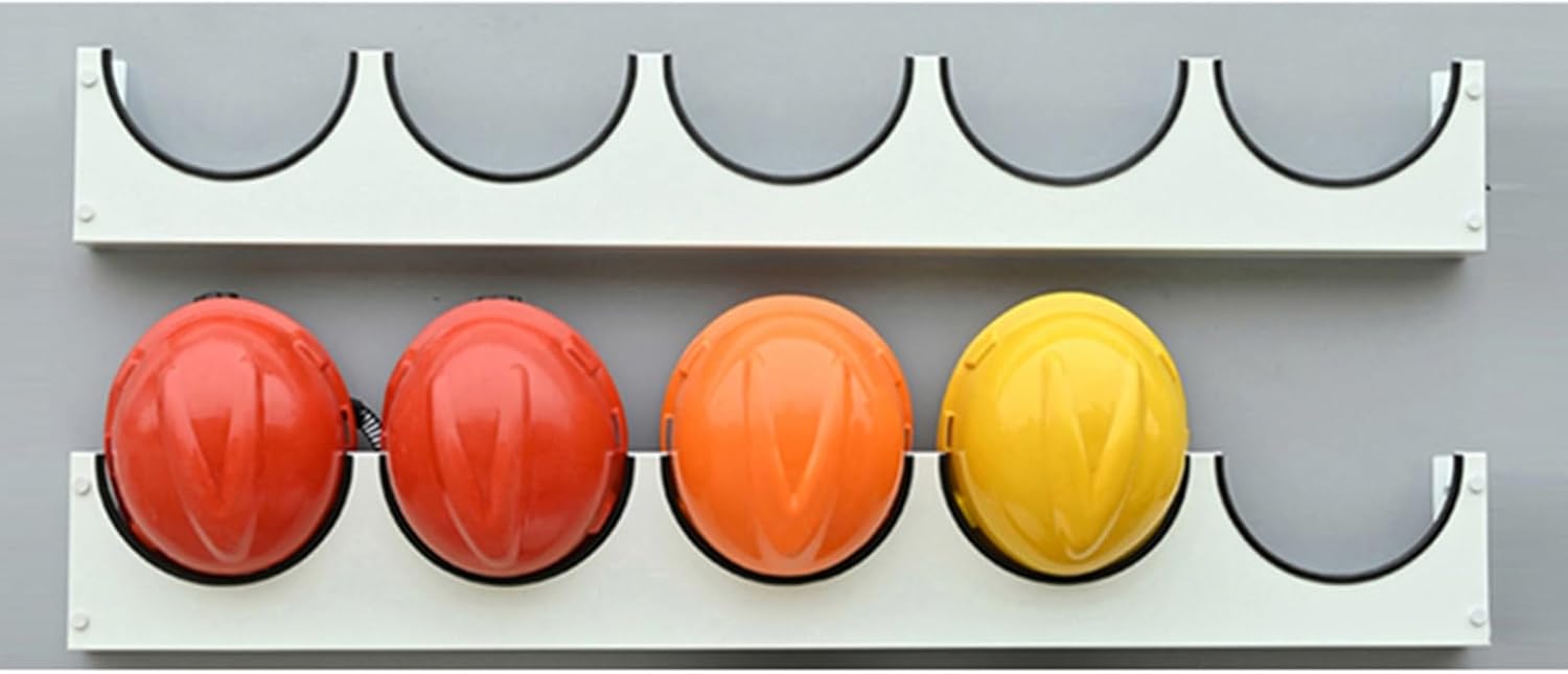 Wall Mounted Hard Hats Rack, Helmet Organizer,with 5 Grids, for Construction Workers,Conference Rooms & Workspaces (2pcs)