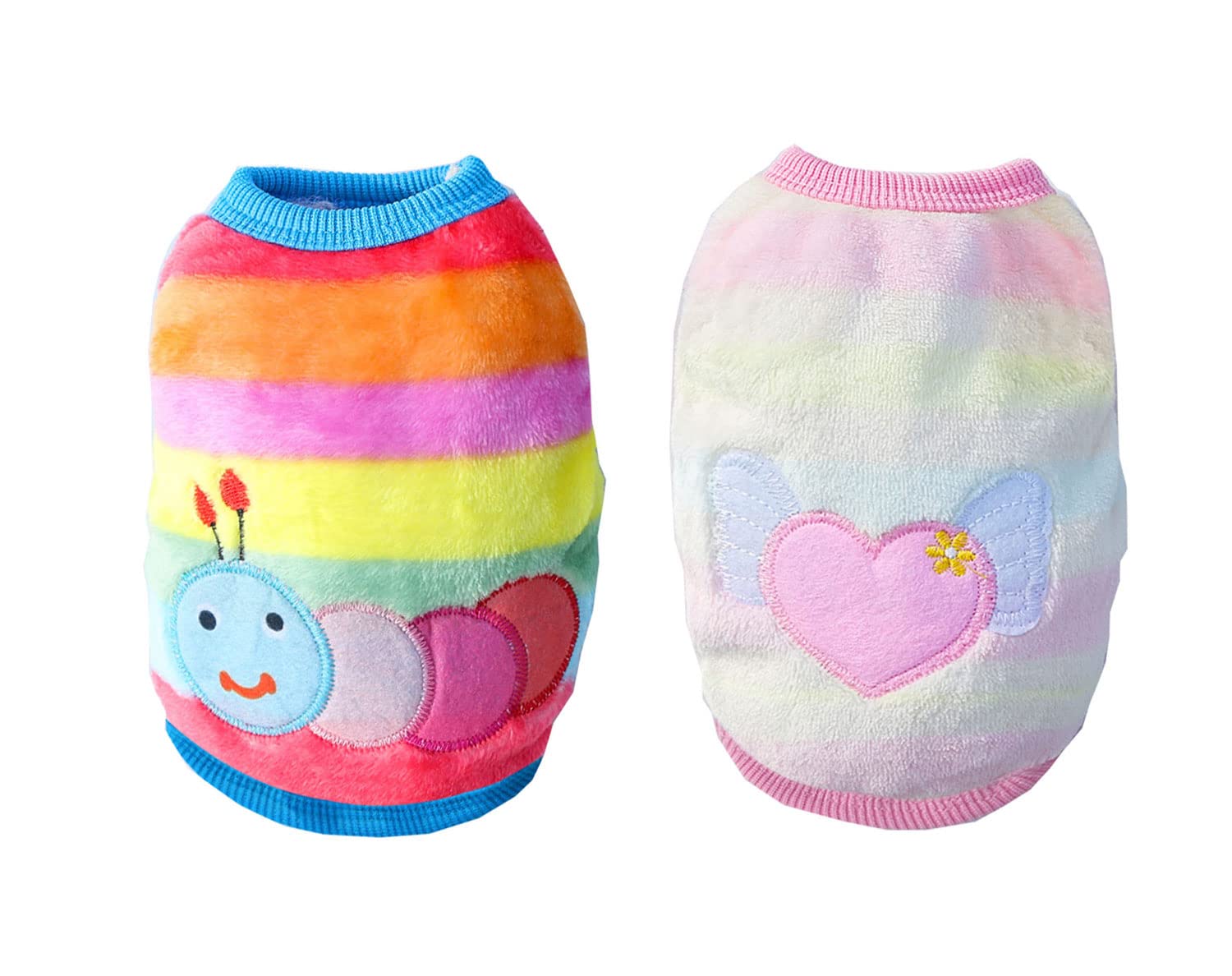 BT Bear Small Dog Clothes, 2PCS Small Dog Clothes Coat Winter Fleece Warm Puppy Jacket Apparel Chihuahua Sweater Clothing Cat Doggie Small Dog Jumper (XL,Rainbow)