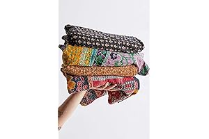 Indian Handcrafted Kantha Fabric - Vibrant and Sustainable Throw for Cozy Ambiance